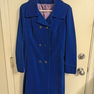 Elegant Blue Double-Breasted Women's Coat